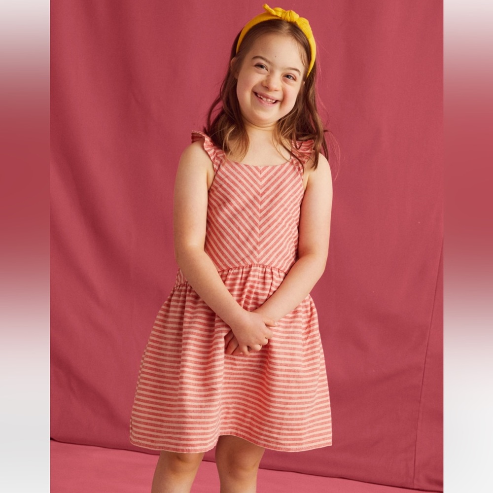 Ruffle back dress with adjustable straps